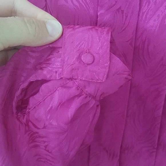 vintage pink Elissa blouse sz 12 shoulder pads cuffs - Picture 6 of 8